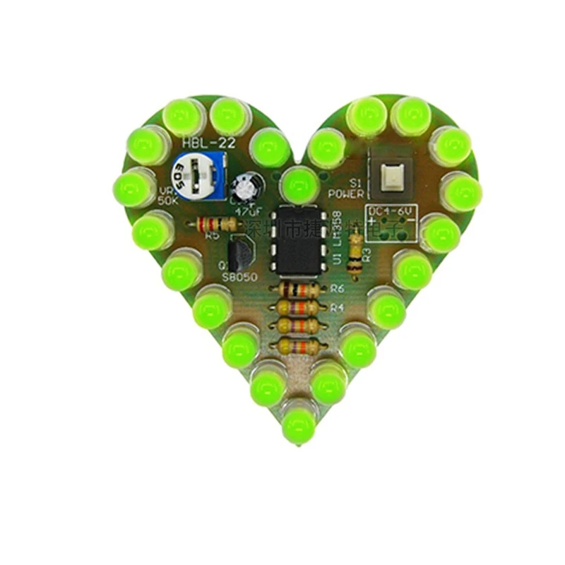 

Комплект дыхательных ламп в форме сердца, 5 в постоянного тока, электронный комплект ламп в форме фотоэлемента «сделай сам»