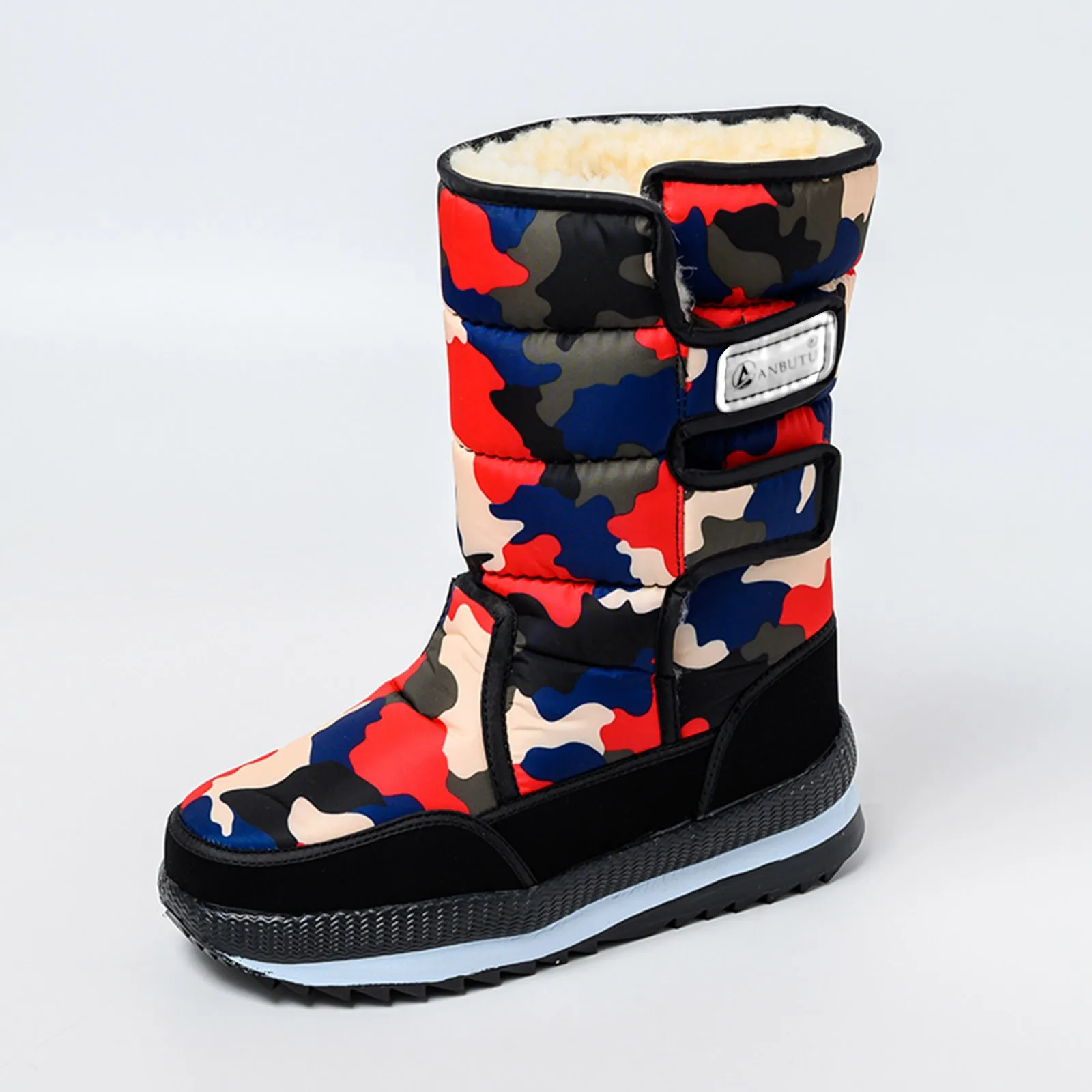 Женские зимние ботинки для пар с камуфляжным принтом зима 2024 теплая обувь
