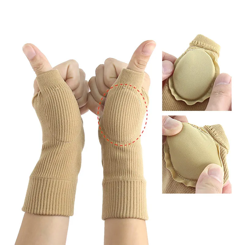 

1 Pair Compression Wrist Sleeve Half Gloves Sports Fitness Thumb Splint Wristband Hand Protector Bracer Potective Gloves