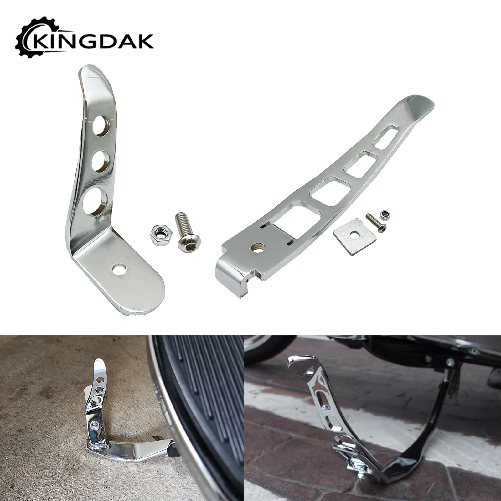 

Motorcycle Stand Extension Kit Chrome Aluminum Kickstands For Harley Touring Road King Street Electra Glide 1991-2023 Dyna 93-17