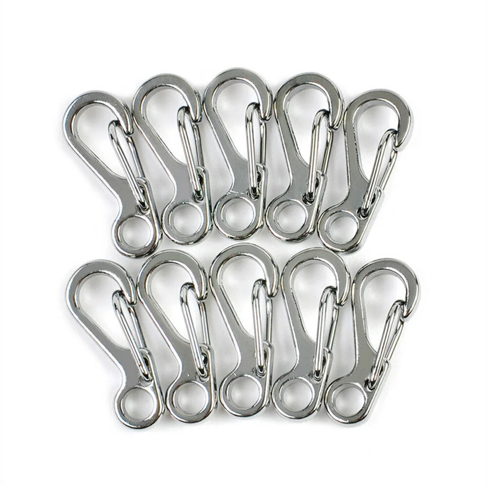 

10pcs Mini Carabiner EDC-Gear Snap Spring Clips Hook Climbing Survival SF Backpack Clasps Keychain Stainless Steel D-ring Buckle