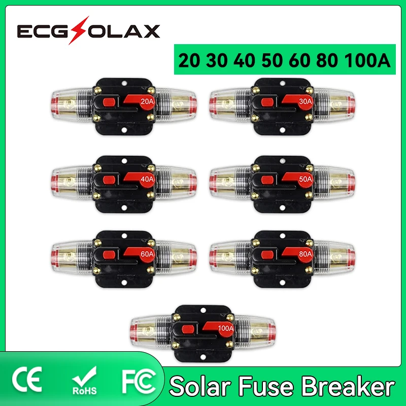 

20A 30A 40A 50A 60A 80A 100A Автоматический выключатель 12V-48V DC Автомобиль Грузовик Сбрасываемый предохранитель Короткая защита Держатель предохранителя Страхование мощности