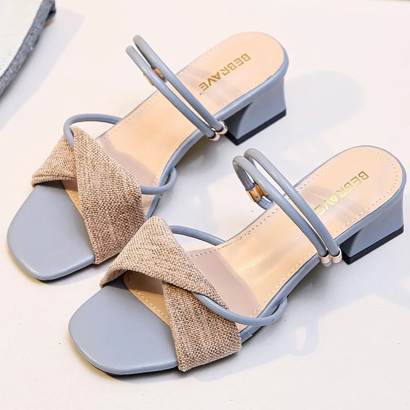 

Sandals Women's 2022 Summer New Shoes for Women Comfortable Two-wear Sandals High Heel Party Shoes Open Toe Fashion Slippers