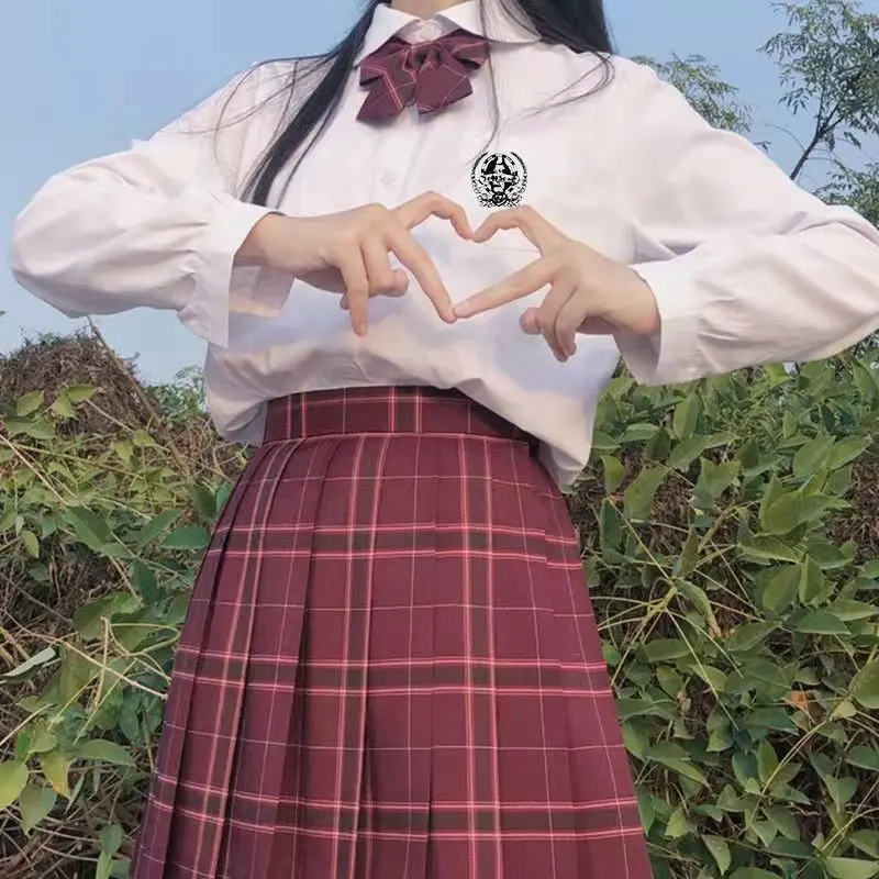 Плиссированная юбка с высокой талией для студенток |