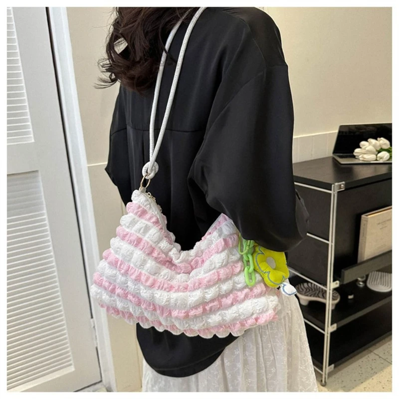 Пузырьковый плиссированный рюкзак текстурная Сумка-тоут под подмышек