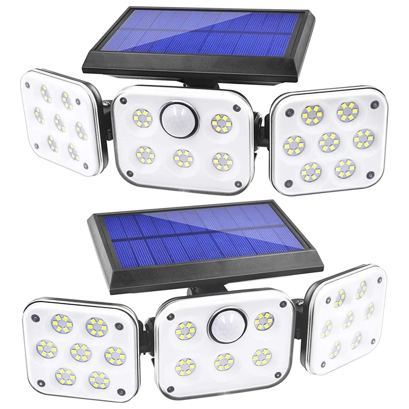 

GTBL Solar Lights Outdoor, 3 Heads Motion Sensor Security Lights Solar ,Motion Detected Spotlight For Porch Entryways-2 Pack