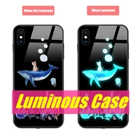 whale and cat led luminous luxury phone case for samsung s20 s21 s22 note10 note20 plus ultra iphone 11 12 13 pro max accessory