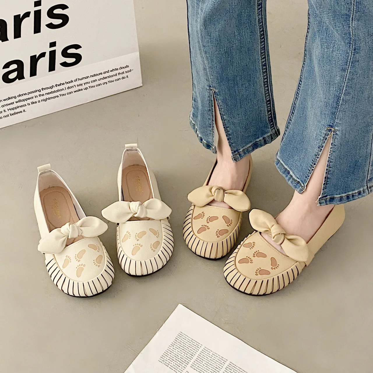 

Модная женская обувь в Корейском стиле, новинка 2023, повседневная женская обувь с милым бантом, удобная женская обувь