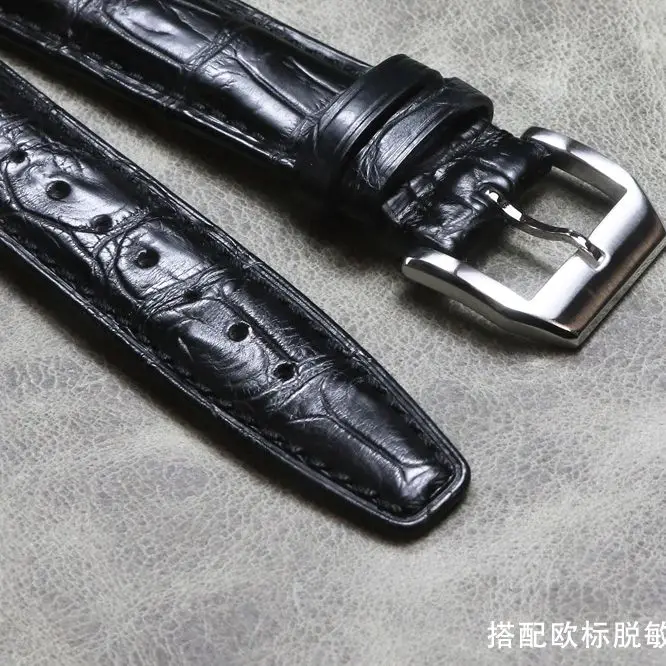 New Listing 20mm 21mm 22mm Black Premium Strap Crocodile Skin Leather Belt Genuine Leather Men's Bamboo Print Replace Watchband