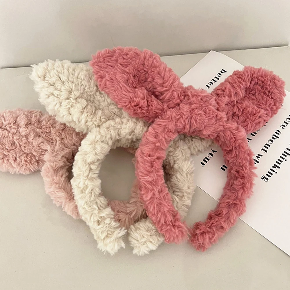 

Cute Rabbit ears Headband Soft Plush Fluffy Hair Hoop for Women Girls Headwear Wide Hair Bands Anime Cosplay Hair Accessories