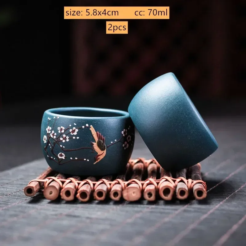 Ручные фиолетовые глиняные чашки JINGDE TEA SET 70 мл