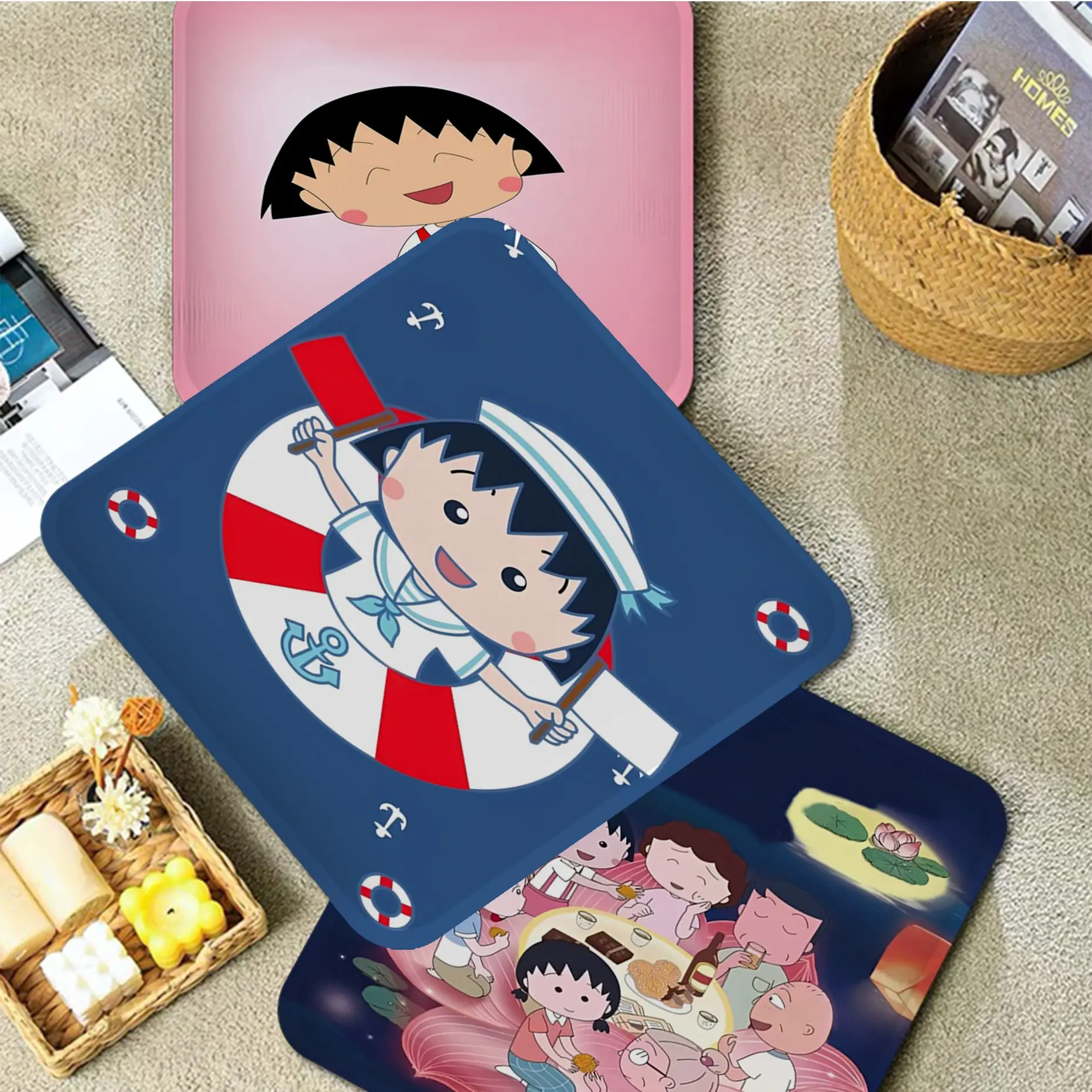 

Chibi Maruko Chan Art Seat Cushion Office Dining Stool Pad Sponge Sofa Mat Non-Slip Chair Mat Pad