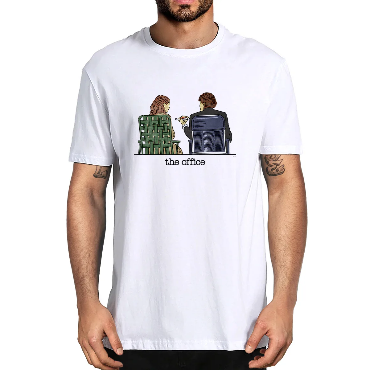 

The Office Jim and Pam Roof Date Funny 100% Cotton Summer Men's Novelty Oversized T-Shirt Women Casual Streetwear Soft Tee Gift