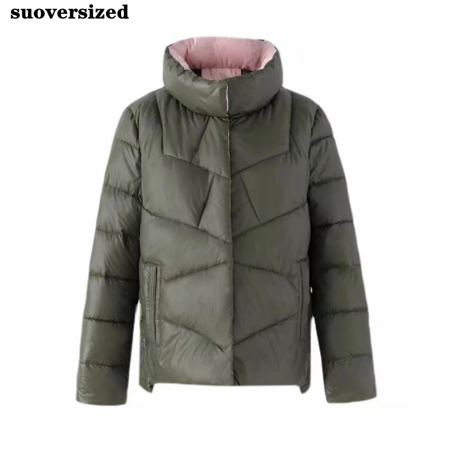 Glossy Fall Winter Cotton Padded  Warm Jackets Women Thick Parkas Oversized 3XL Casual Loose Overcoat Basic Solid Outwear Top
