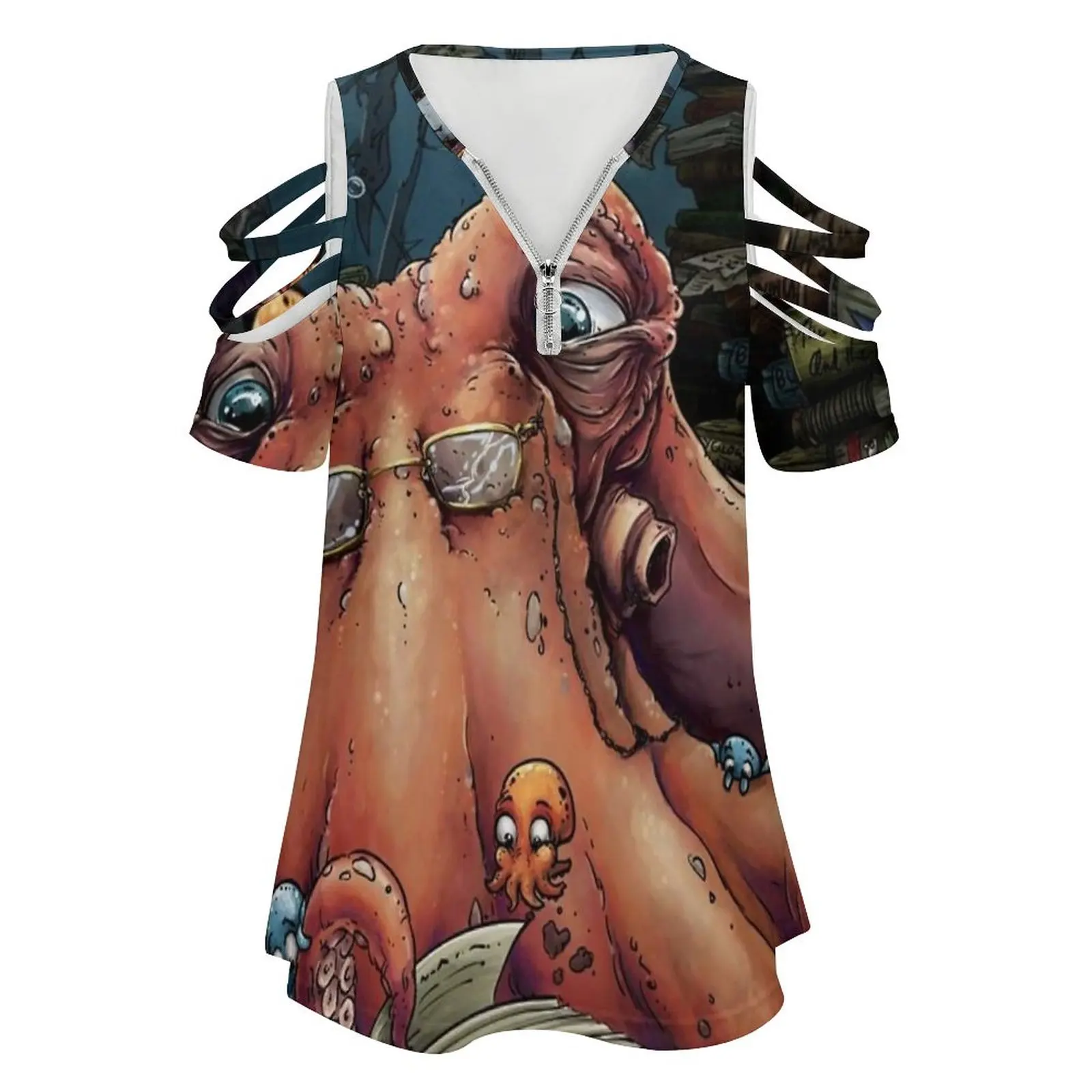 Дедушка Осьминог новый модный топ на молнии с открытыми плечами женская рубашка