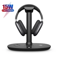15w fast wireless charger headphone stand for iphone 13 pro 12 4 in1 charging dock station for airpods pro iwatch