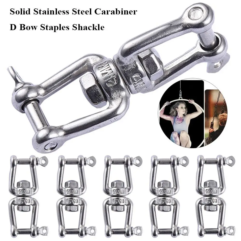 

Solid Stainless Steel Carabiner D Bow Staples Shackle Fob Key Ring Keychain Hook Screw Joint Connector Buckles Outdoor Bracelet