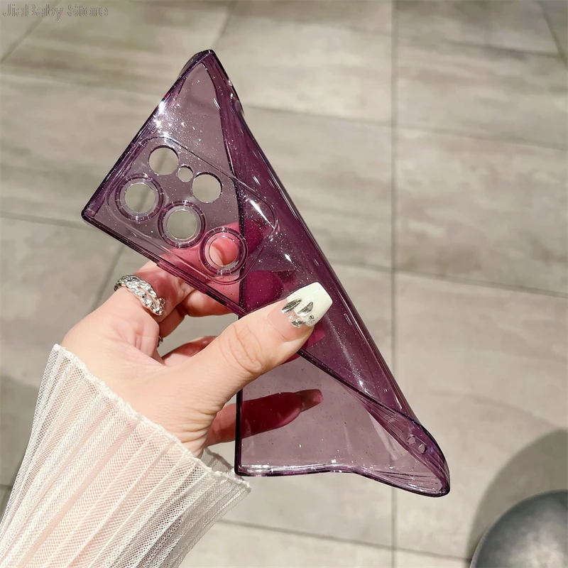 Роскошный прозрачный противоударный Блестящий жидкий мягкий чехол для Samsung S20 S21