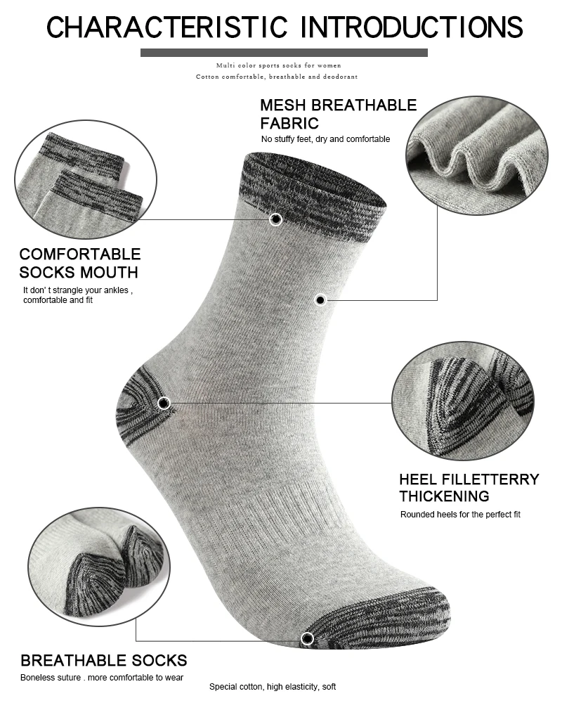 6 Pairs High Quality Mid-tube Men's Socks Black Leisure Sports Socks Cotton Walking Running Long Socks For Male Gifts Size 38-45