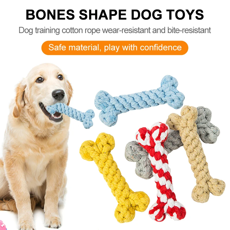 

Bones Shape Dog Toys for Small Large Dogs Bite Resistant Teething Cleaning Chew Toy Cotton Pet Puppy Molar Toys Pets Products