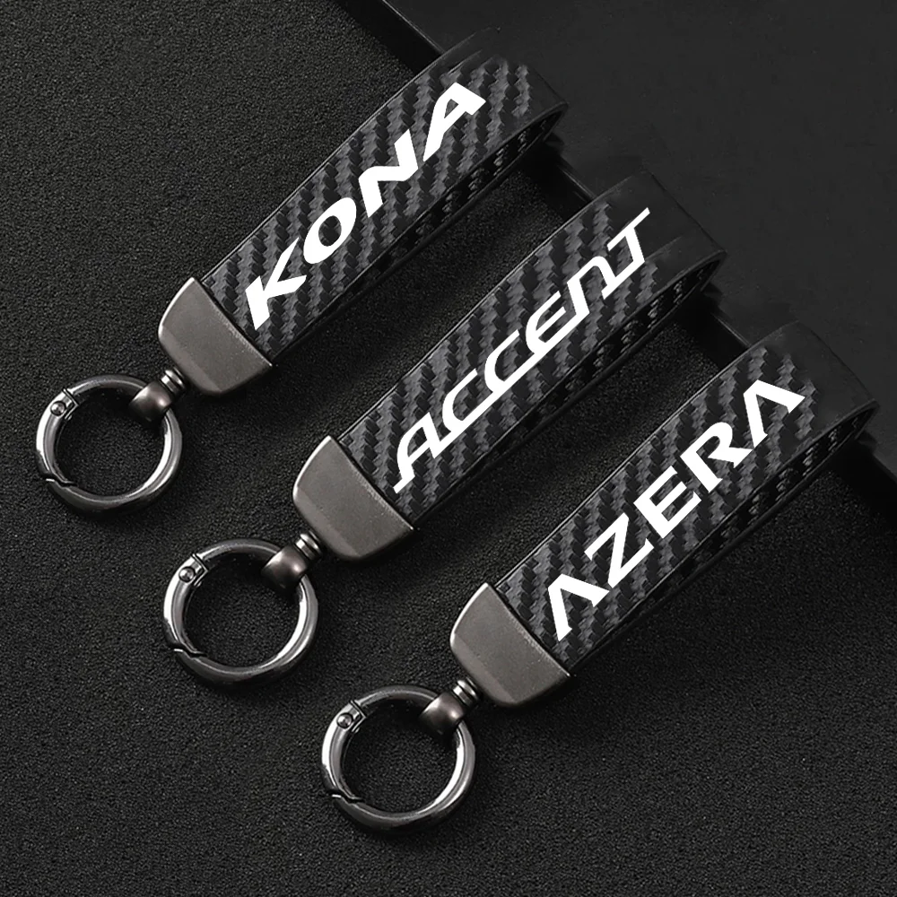 

Car Keyring Metal Key Chain Carbon Fiber Pattern For HYUNDAI KONA ACCENT AZERA CRETA ELANTRA GENESIS GRAND I10 I10 I20 I30