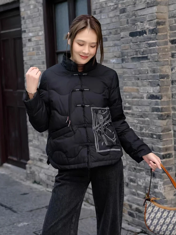 Новый китайский Sle National Маленький пуховик женский короткий зимний ретро