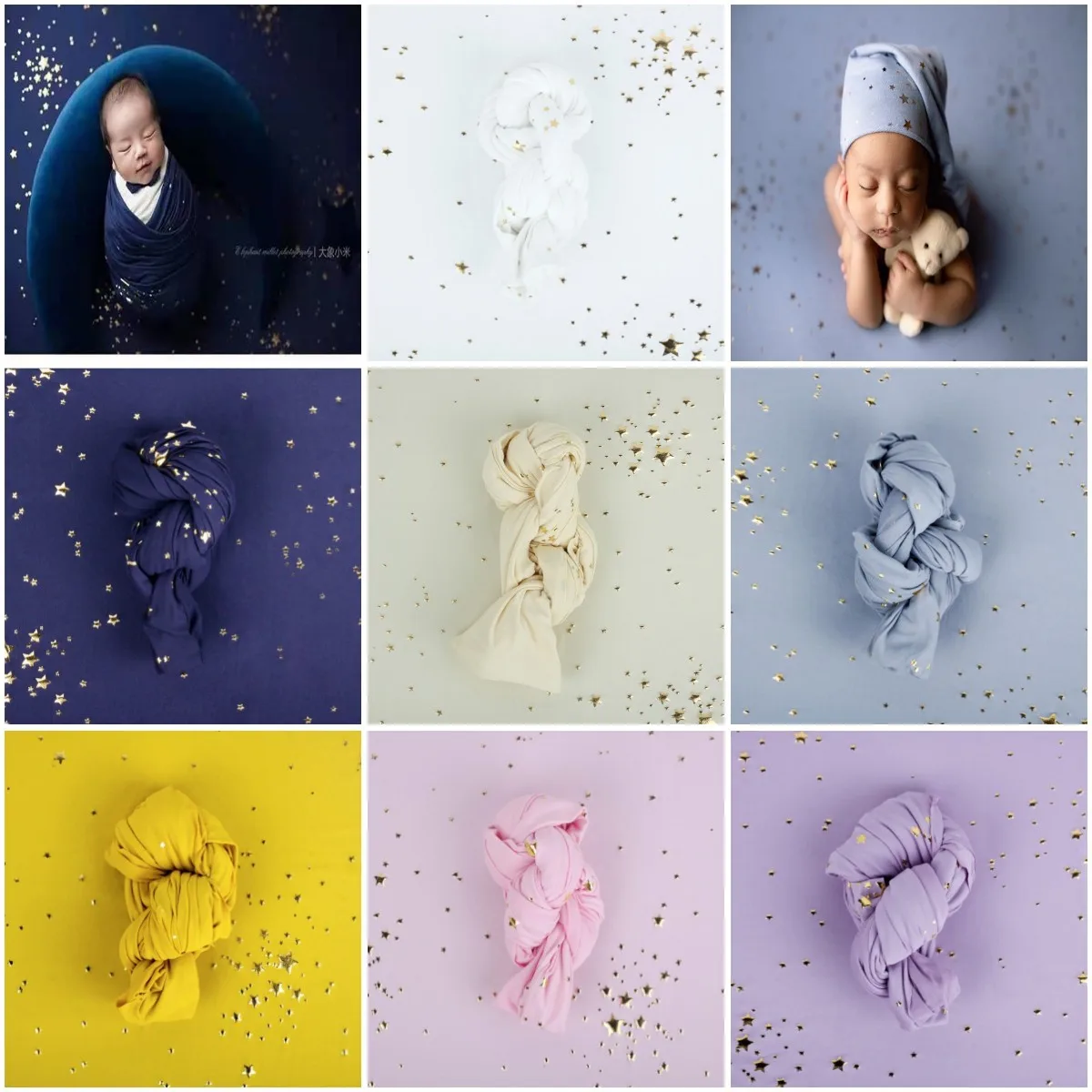 

Newborn Photography Props Baby Wraps Photo Shooting Accessories Starry Sky Stretch Background Cloth Blanket Wrapping