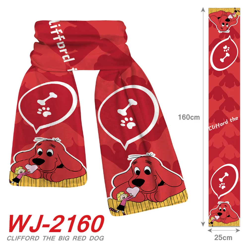 

Clifford The Big Red Dog Scarf Unisex Autumn Winter Warm Scarves Teenager Cartoon Print Casual Cosplay Muffler Christmas Gift