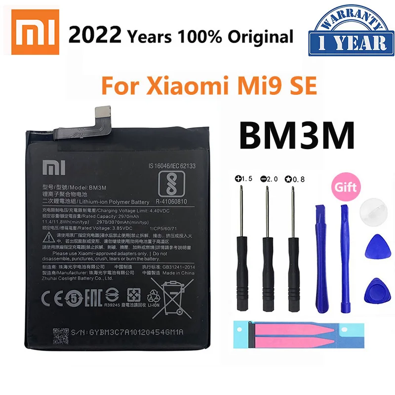 

Xiao Mi 100% оригинальный аккумулятор BM3M для Xiaomi Mi9 SE Mi 9 SE 3070 мА/ч перезаряжаемая батарея большой емкости для телефона запасная батарея Akku