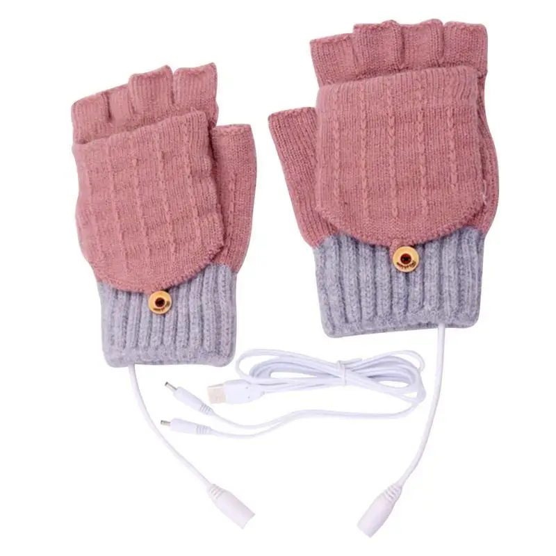 

Перчатки для набора текста с подогревом, перчатки для рук с USB, двусторонние зимние теплые перчатки для ноутбука с подогревом, без пальцев