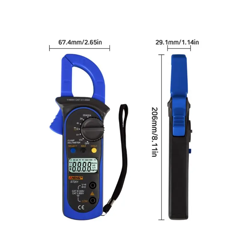 

Digital Clamp Multimeter ST-201 True RMS LCD Multifuction Ohm DC AC Voltmeter AC Ammeter Data Tester 367D