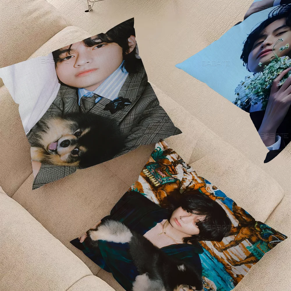 Певица Kpop Kim Tae Hyung V Layover Подушка Аниме Диван-кровать Голова Наволочка Чехол 45x45 см