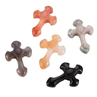5pcs natural mixed stone cross charms pendants for jewelry making diy fashion choker necklace findings accessories decor