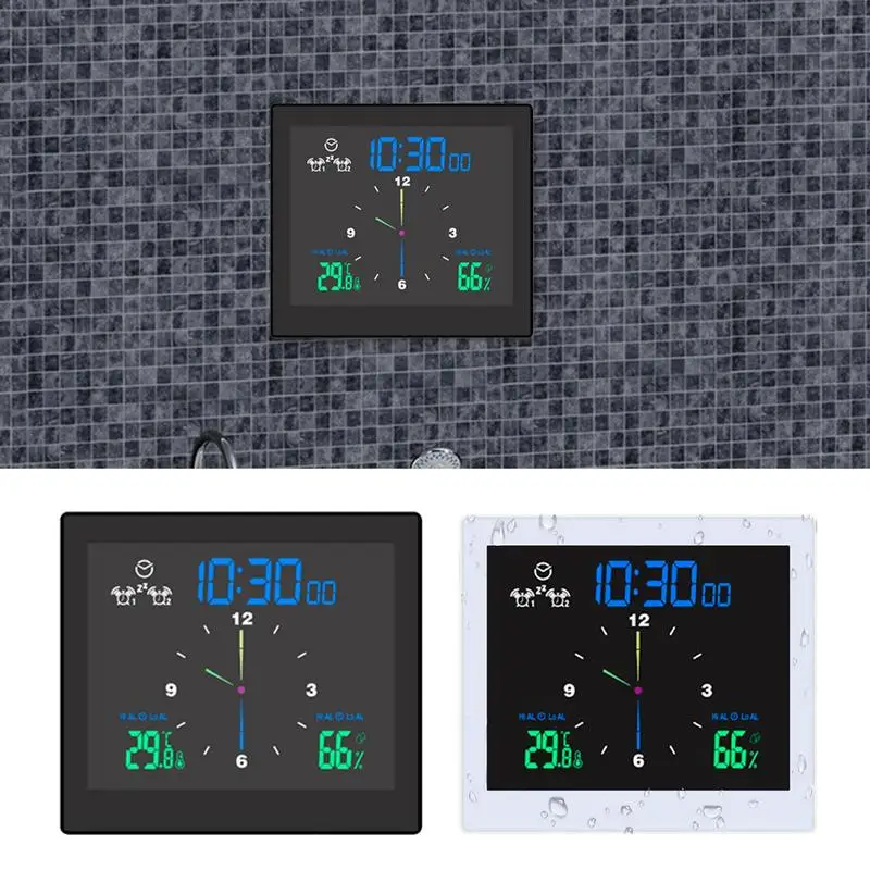 

LCD Screen Waterproof Digital Bathroom Clock Temperature Humidity Countdown Time Function Shower Hanging Clocks Kitchen Timer