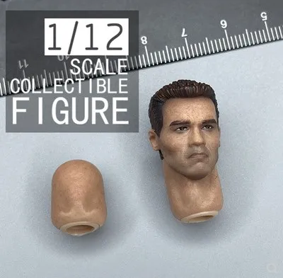 

1/12 Male Soldier Arnold Schwarzenegger Head Carving Long Short Neck Connector Model Fit 6'' Action Figure Body In Stock