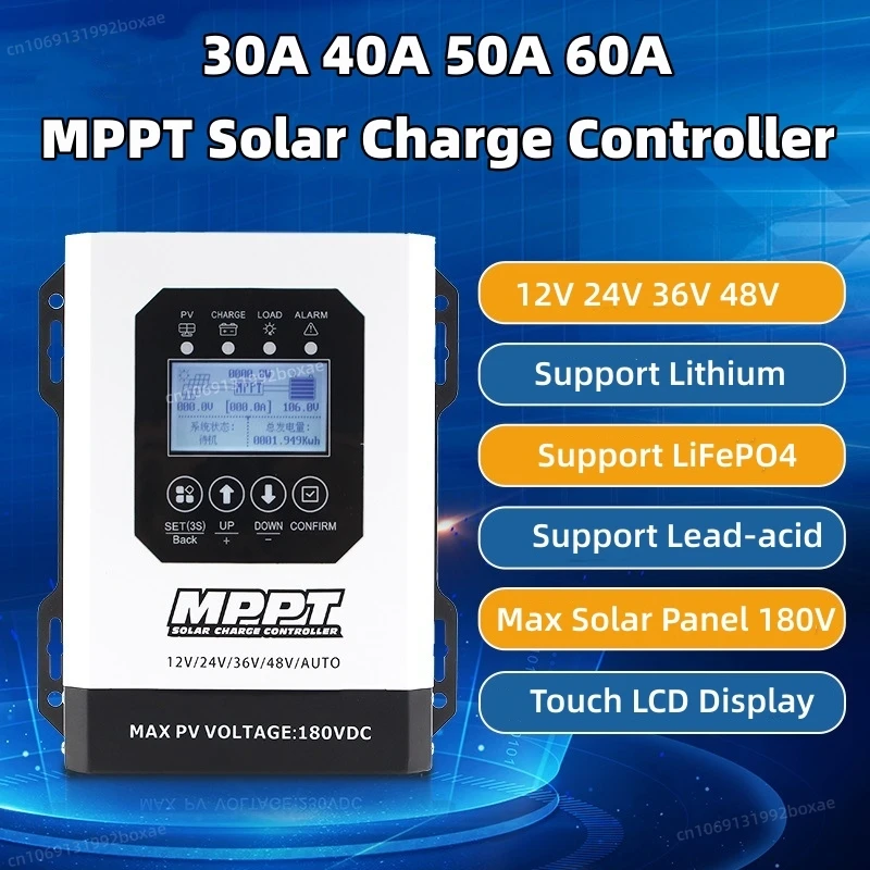 

12V 24V 48V 30A 40A 50A 60A MPPT Solar Charge Controller 180VDC Solar Panel Regulator For LiFePO4/Lithium/Lead Acid/GEL Battery
