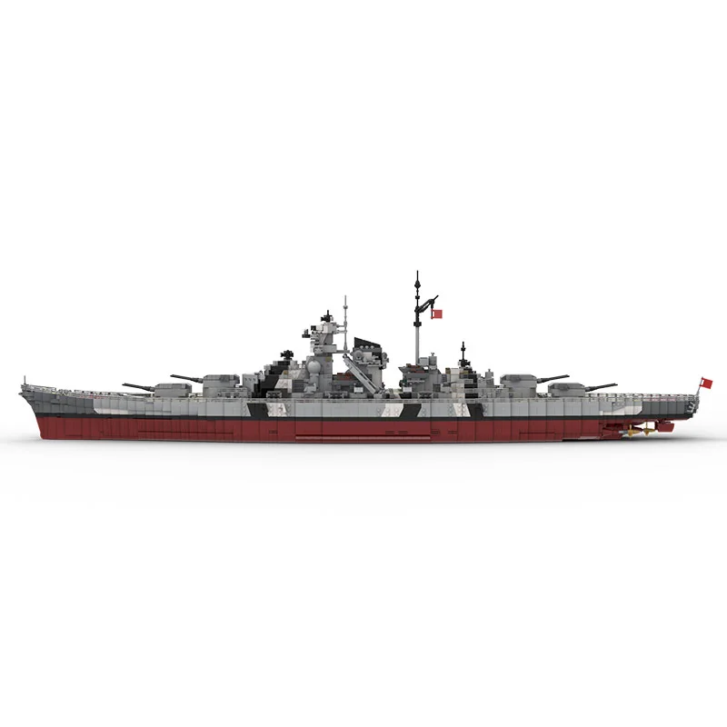 MOC Bismarck Naval Ship Military Cruiser Model Building Blocks War Battle Toy High-tech DIY Children Brithday Gifts Toys |