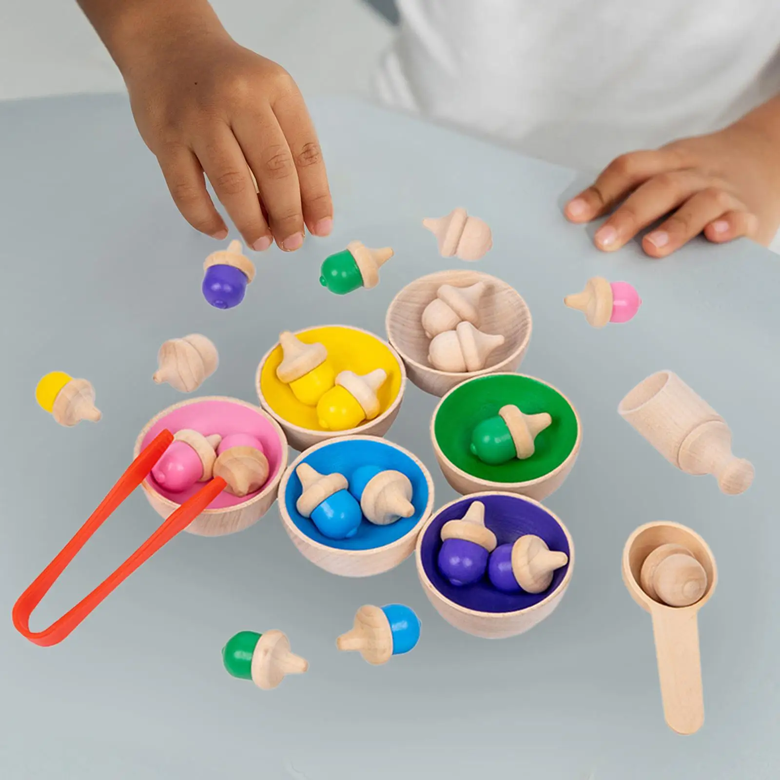 

Balls in Cups Montessori Toy Training Logical Thinking with 20 Balls 6 Cups