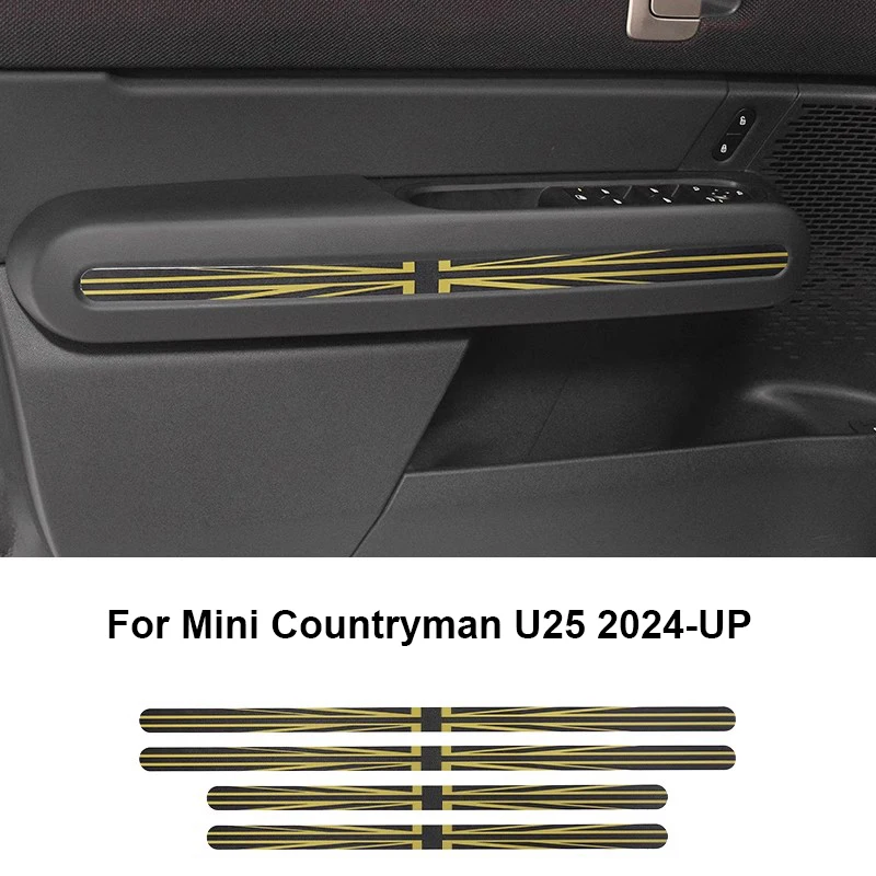 

Для Mini Countryman U25 2024 2025 автомобильный Inteiror дверная панель декоративные полоски декоративные кожаные наклейки 4 шт. аксессуары для автотюнинга