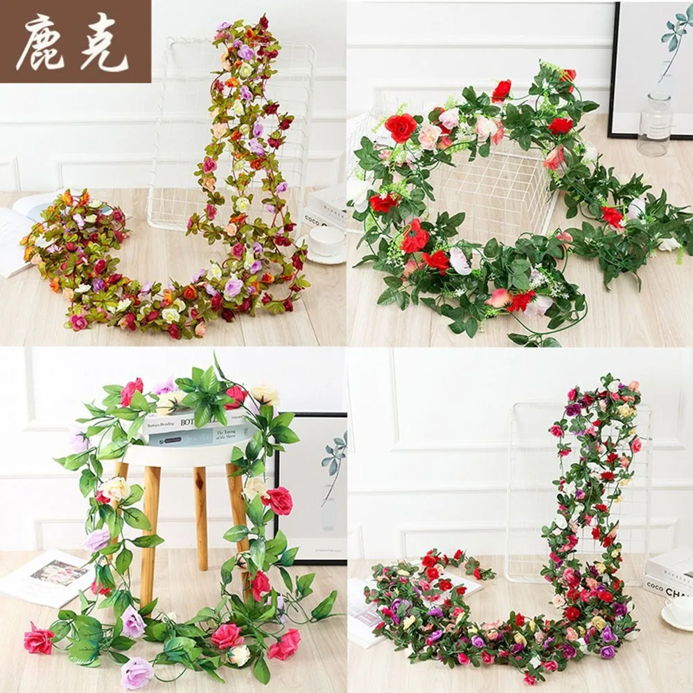 250CM Rose Artificial Flowers Peony Ivy Vine Wedding Decorative Christmas Garland Decorations Home Garden Decor | Дом и сад