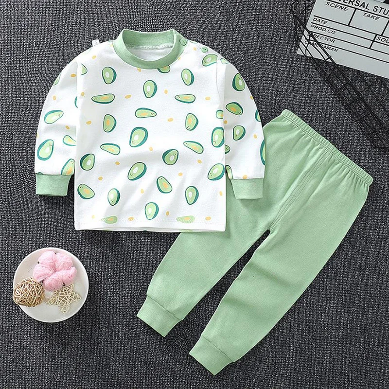 

Hibobi Avocado Children Pajamas Set Kids Baby Boys Cartoon Casual Clothing Costume Long Sleeve 2-piece Cartoon Design