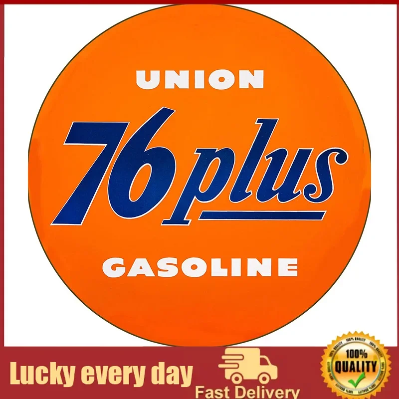 

Brotherhood Vintage Gas Sign Reproduction Vintage Metal Signs Round Metal Tin Sign for Garage and Home Diameter – Union 76 Plus