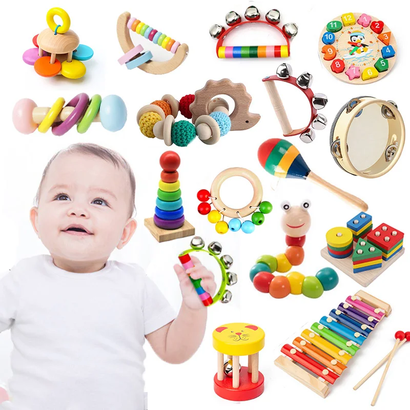 Wooden Educational Games Toy For Children Wood Baby Development Toys  Montessori Rattles Baby Toys 0 6 12 Months 1 2 Years Old
