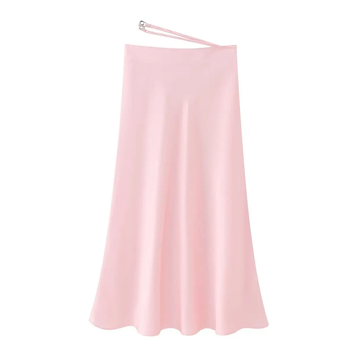 

Women 2023 New Fashion Summer Silk Satin Texted Midi Skirt Retro High Waist A- Line Slim Look Casual Chic Female Skirts Mujer