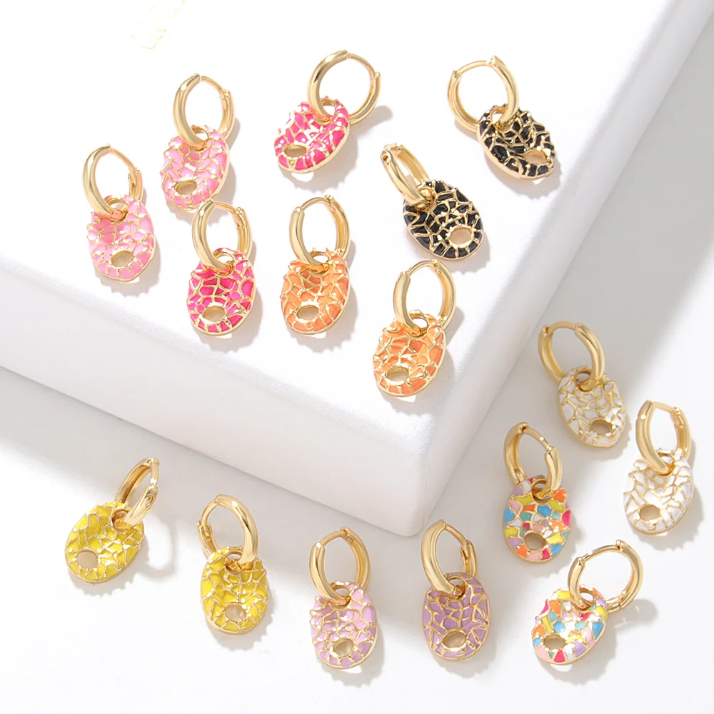 

Mini Enamel Coffee Bean Earrings for Women Polished Gold Hoops Soda Tabs Dangle Earrings Rainbow Jewelry Gifts