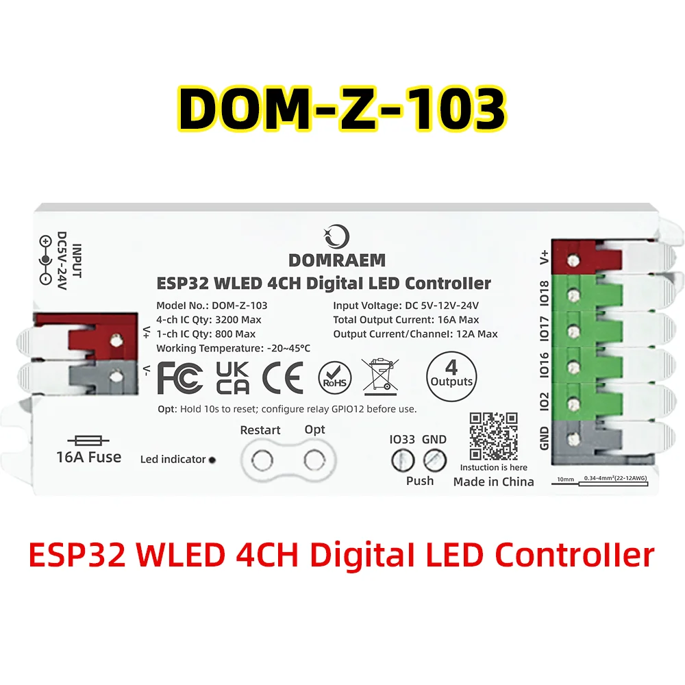 

DOMRAEM ESP32 WLED контроллер RGB 4 выхода