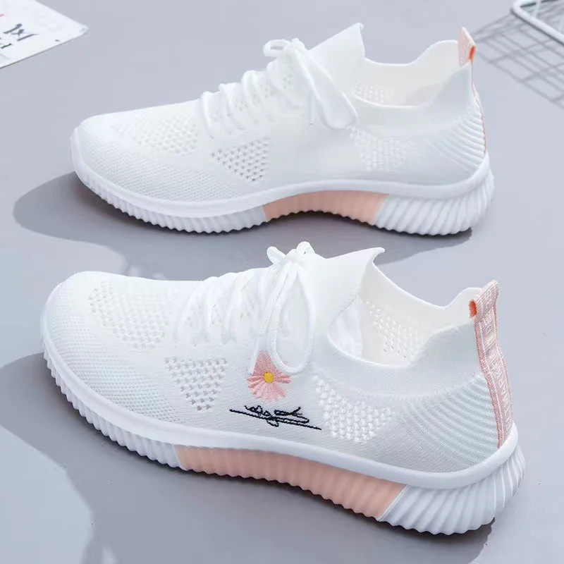 Sports Shoes Women's Soft Sole Breathable Mesh Casual Shoes Women's Fashion Sports Shoes Thick Sole Women's Vulcanized Shoes