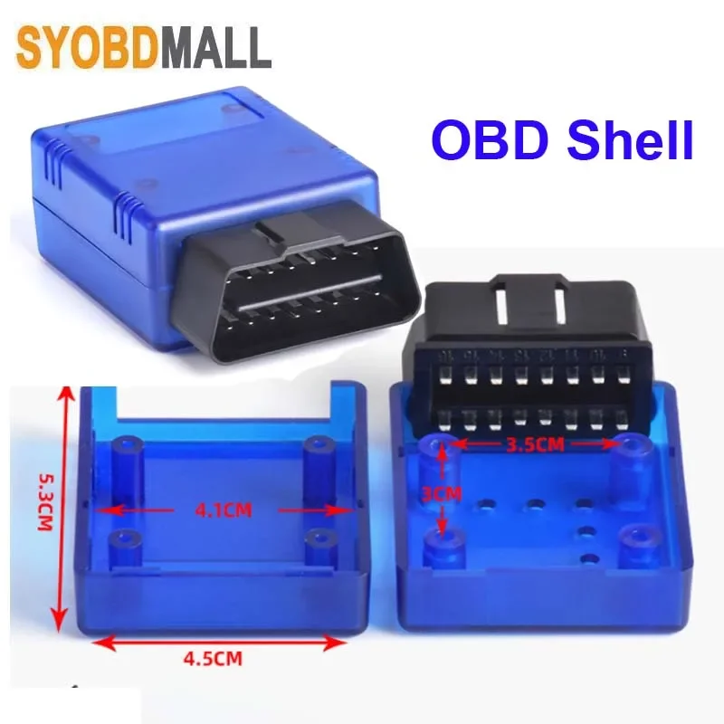 

12 В Мужская головка OBD-адаптера Прозрачный синий цвет OBD2 16-контактный разъем для ELM327 Bluetooth-считыватель кодов Замена