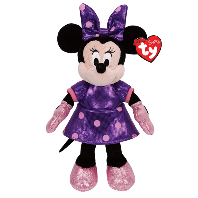 

Ty Minnie Mouse PURPLE SPARKLE MEDIUM Kawaii Cute Bow Minnie Big Eyes Baby Plush Toy Soft Doll Birthday Gift 30cm