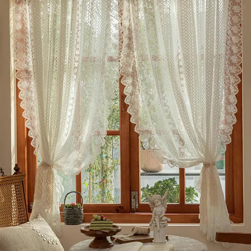 Французские романтические кружевные марлевые шторы белая Тюлевая занавеска для